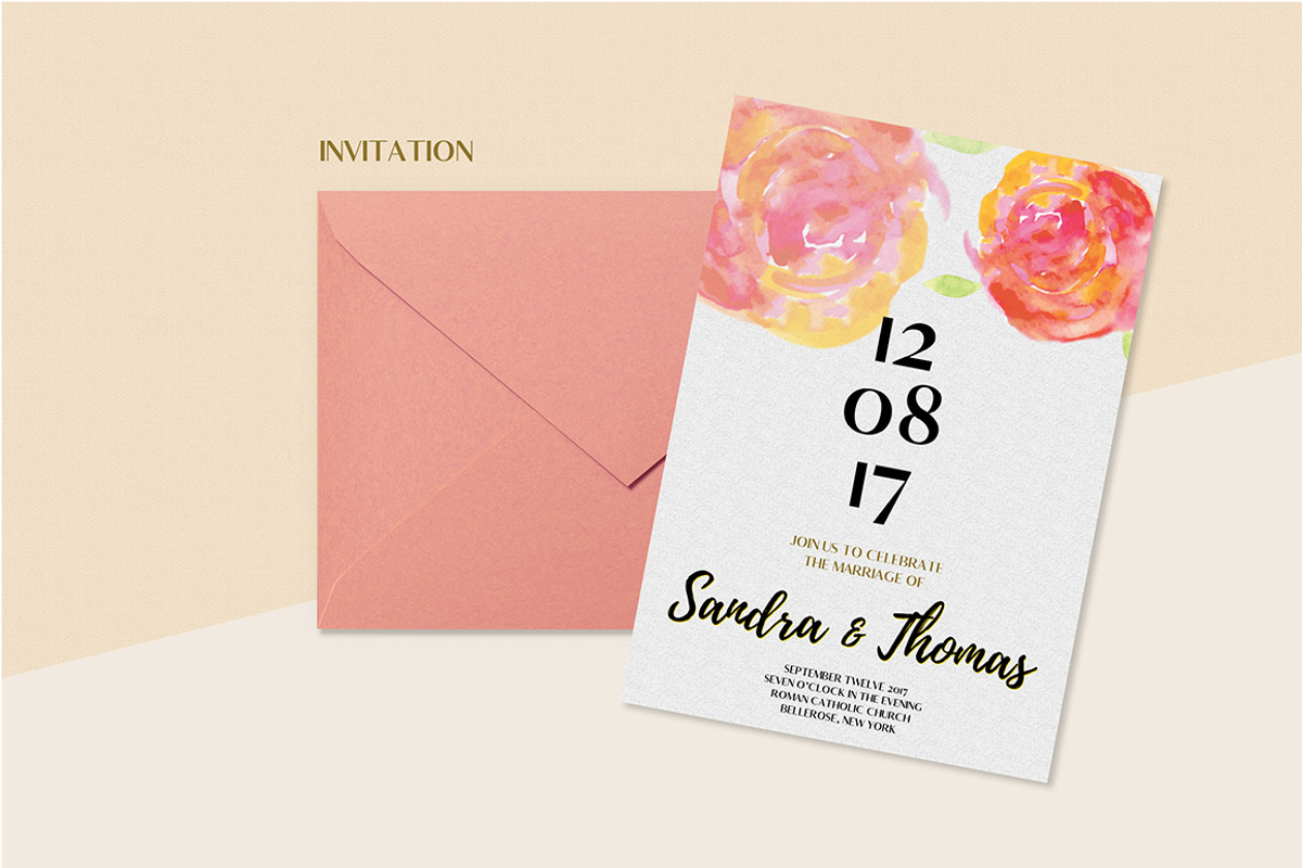 Floral Wedding Invitation Set, an Invitation Template by land art (Photo 1 of 24)