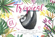 61 Tropical watercolor set elements, an Animal Illustration by digital_essence (Thumbnail 1 of 8)
