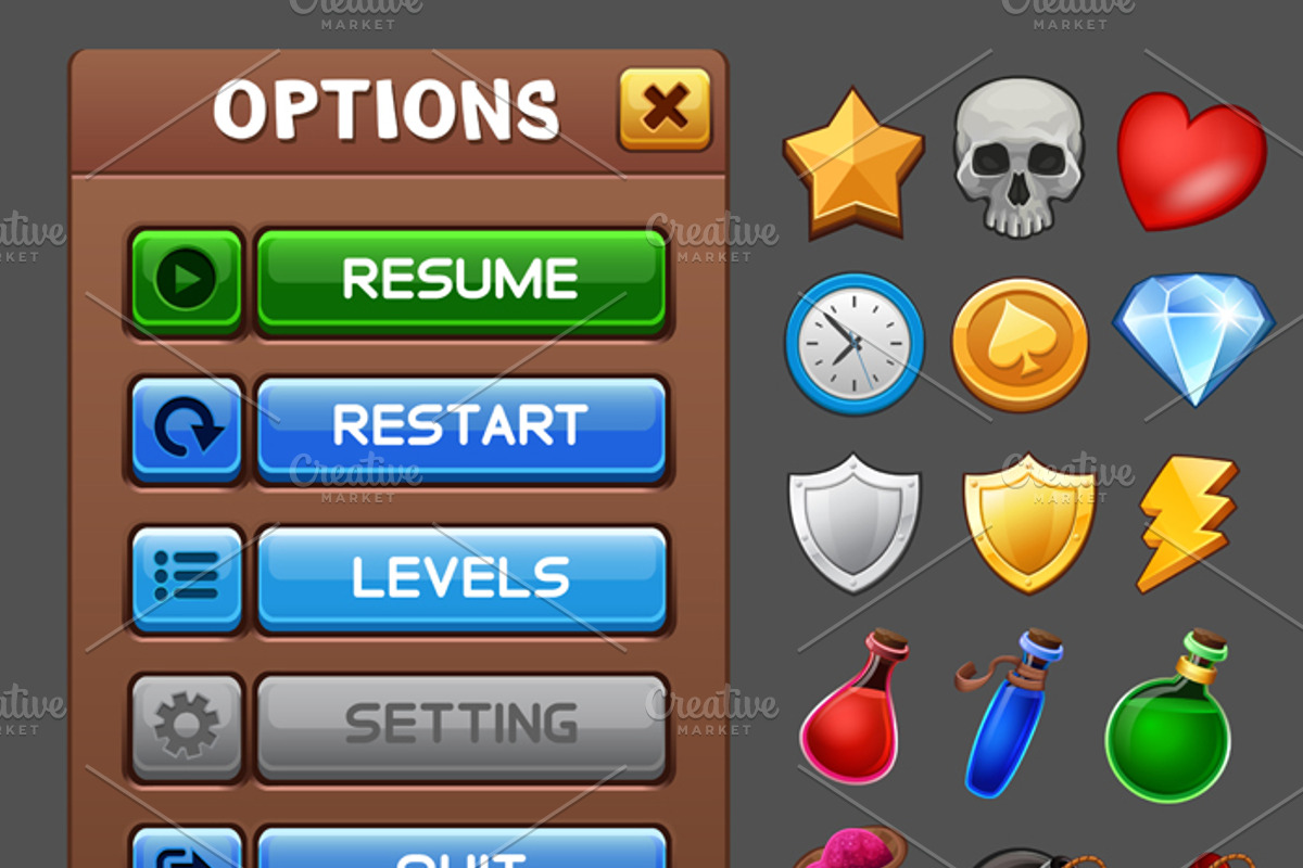 Universal Game GUI Pack, an Illustration by Saranai Store (Photo 5 of 14)