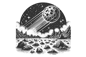 Meteor Illustration Over Alien, an Illustration by AlexArt
