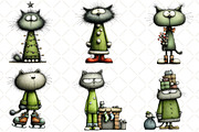 Quirky Christmas Cat Clipart, an Illustration by Black Bird Studio (Thumbnail 5 of 6)