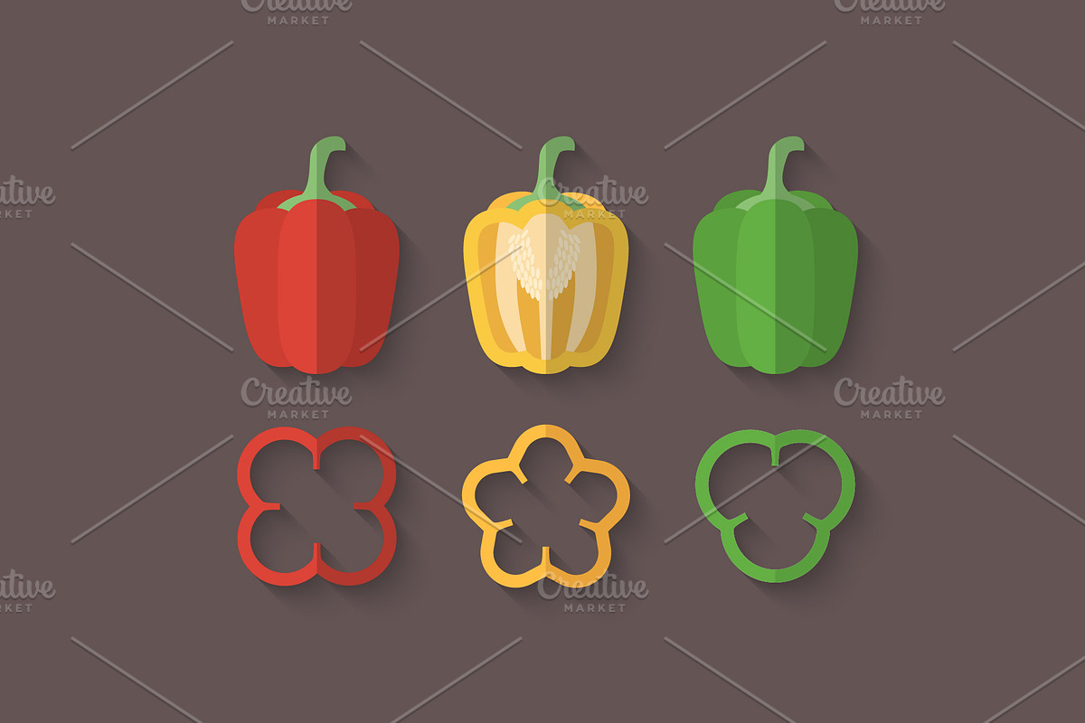 Flat Vegetables Set, an Illustration by Alex Serada (Photo 2 of 17)