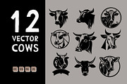 Black cow, bull logo design template, a Solid Icon by Irena Matiash shop (Thumbnail 1 of 2)