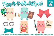 Piggy Go to School Clipart, an Object Graphic by Cozy Cat Design (Thumbnail 2 of 3)