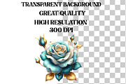 Baby Blue and Gold Glam Roses, an Illustration by Designworld (Thumbnail 8 of 9)