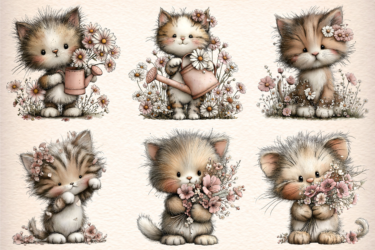 Whimsical Cat Clipart, an Illustration by Digital Artistic99 (Photo 3 of 9)
