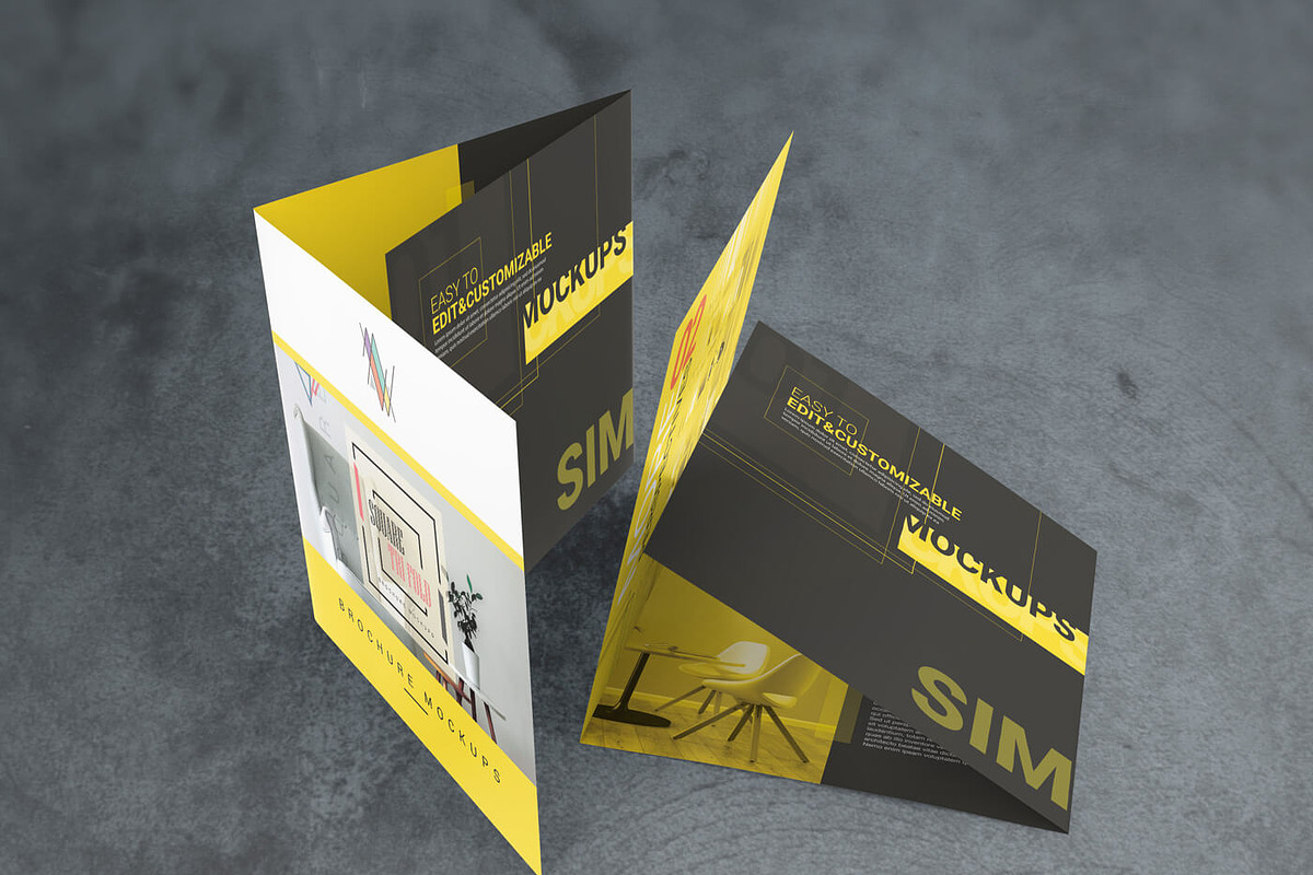 Square Trifold Brochure Mockups, a Mockup by Vectogravic Design