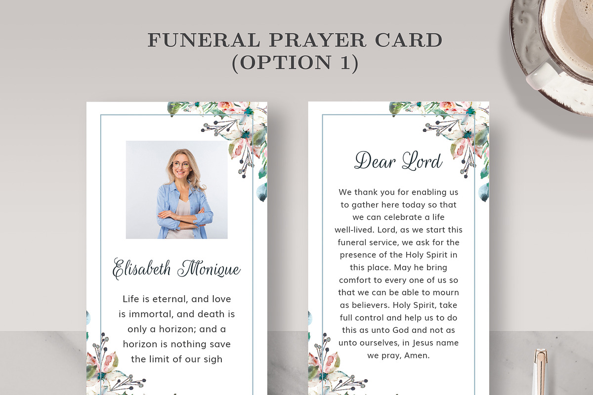 Funeral/ Memorial Prayer Card PC001, a Card Template by Draca Design Co (Photo 3 of 4)