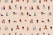 Tiny people walking set + patterns, a Person Illustration by PaperTrident (Thumbnail 3 of 3)