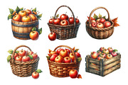 Watercolor Autumn Apple Basket Clipa, an Illustration by Daily.Designs (Thumbnail 4 of 5)
