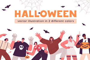People at Halloween party banners, a Seasonal Illustration by Good Studio