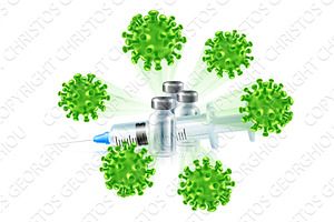 Vaccine Syringe and Vials, a Healthcare Illustration by Christos Georghiou