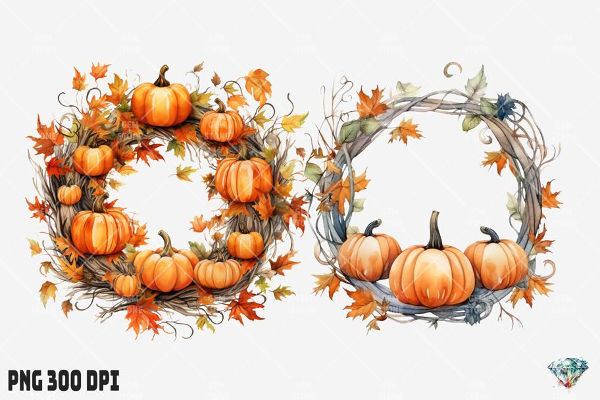 Halloween Pumpkin Wreath, an Illustration by Gemstone (Photo 6 of 12)