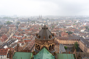 Strasbourg city skyline with cathedral and twin spires in France, an Architecture Photo by GoodGoods
