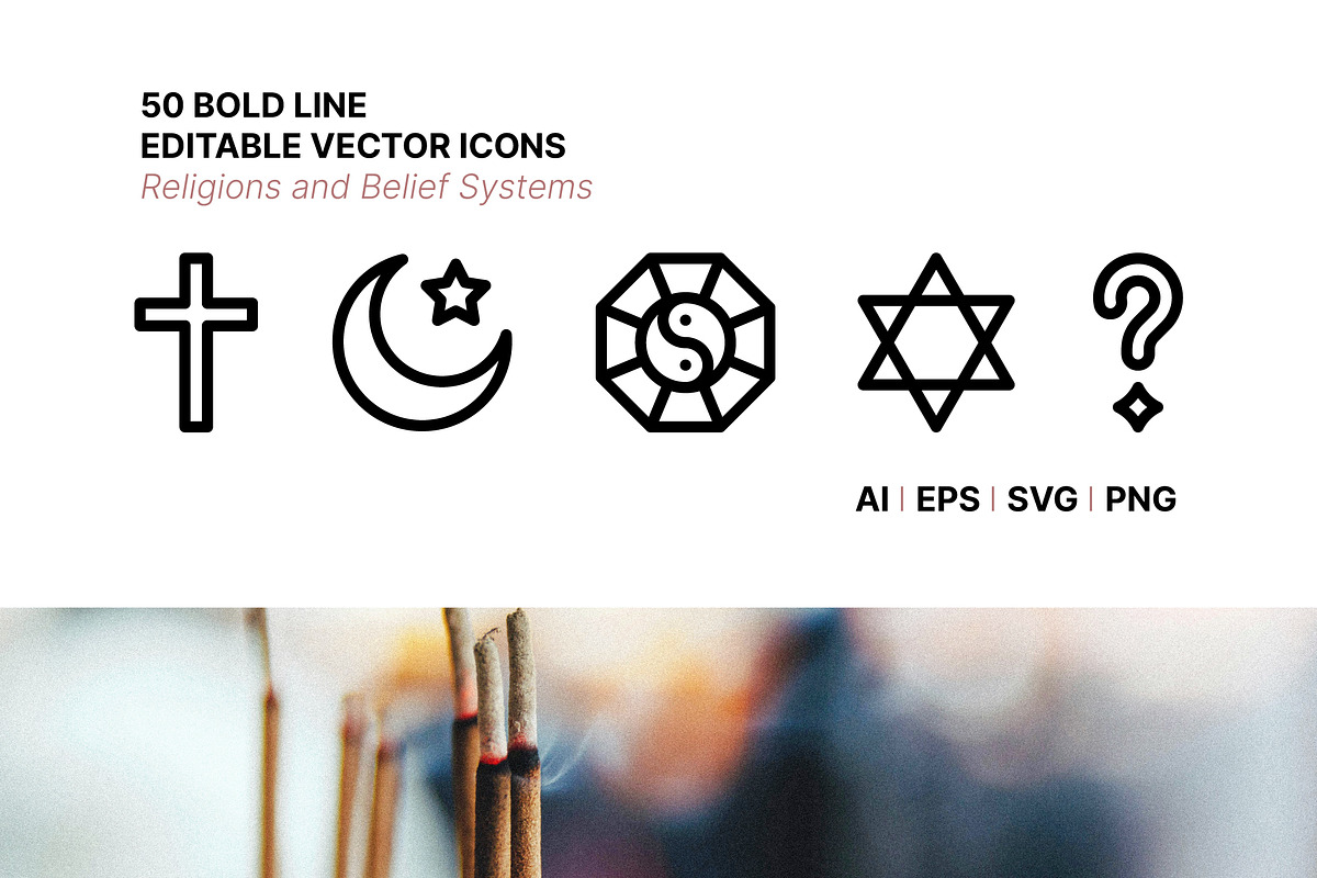 50 Religion and Belief Sytem Icons, an Outline Icon by Side Project (Photo 1 of 7)