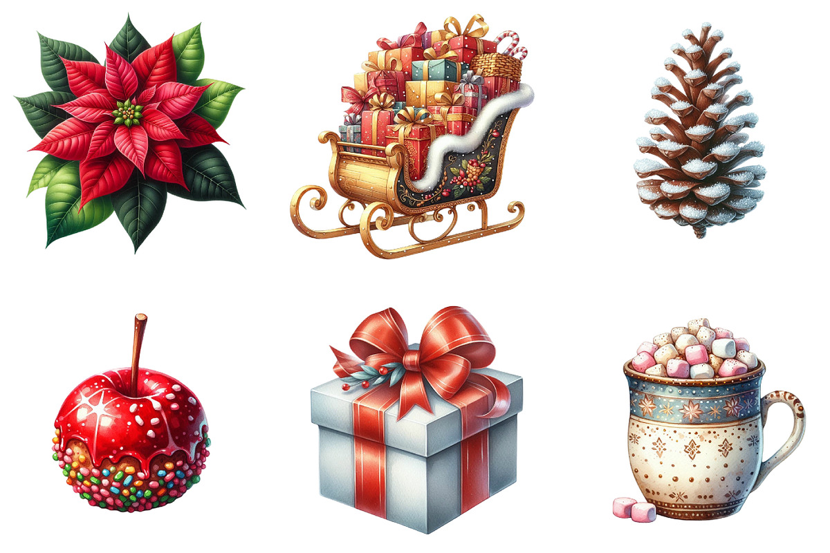 Christmas Elements Clipart, an Illustration by DreamArtGraphic (Photo 3 of 5)