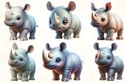 Watercolor Baby Rhinoceros Clipart, an Illustration by CraftArtStudio (Thumbnail 2 of 5)