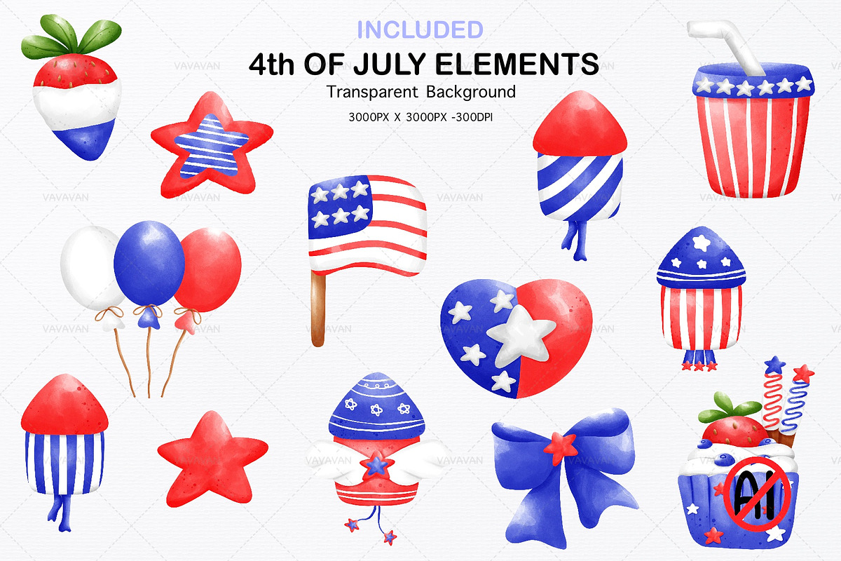 Gnome USA 4th of July watercolor, a Seasonal Illustration by Vavavan Artwork (Photo 4 of 5)