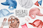 Watercolor Baseball Clipart, an Illustration by MilanaDesignShop (Thumbnail 1 of 4)