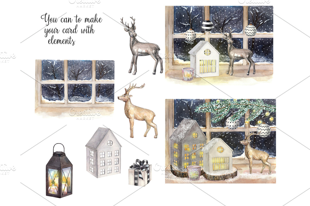 Watercolor Christmas decor., a Decorative Illustration by yulia.sukhanova (Photo 3 of 4)
