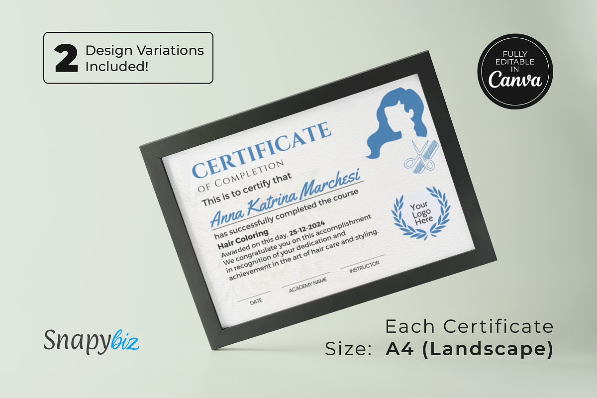 Hair Stylist Gift Certificate Canva, a Card Template by Snapybiz (Photo 5 of 10)