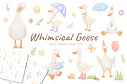 Cute goose illustrations and pattern, an Animal Illustration by ElenaPlatovaArt (Thumbnail 1 of 20)