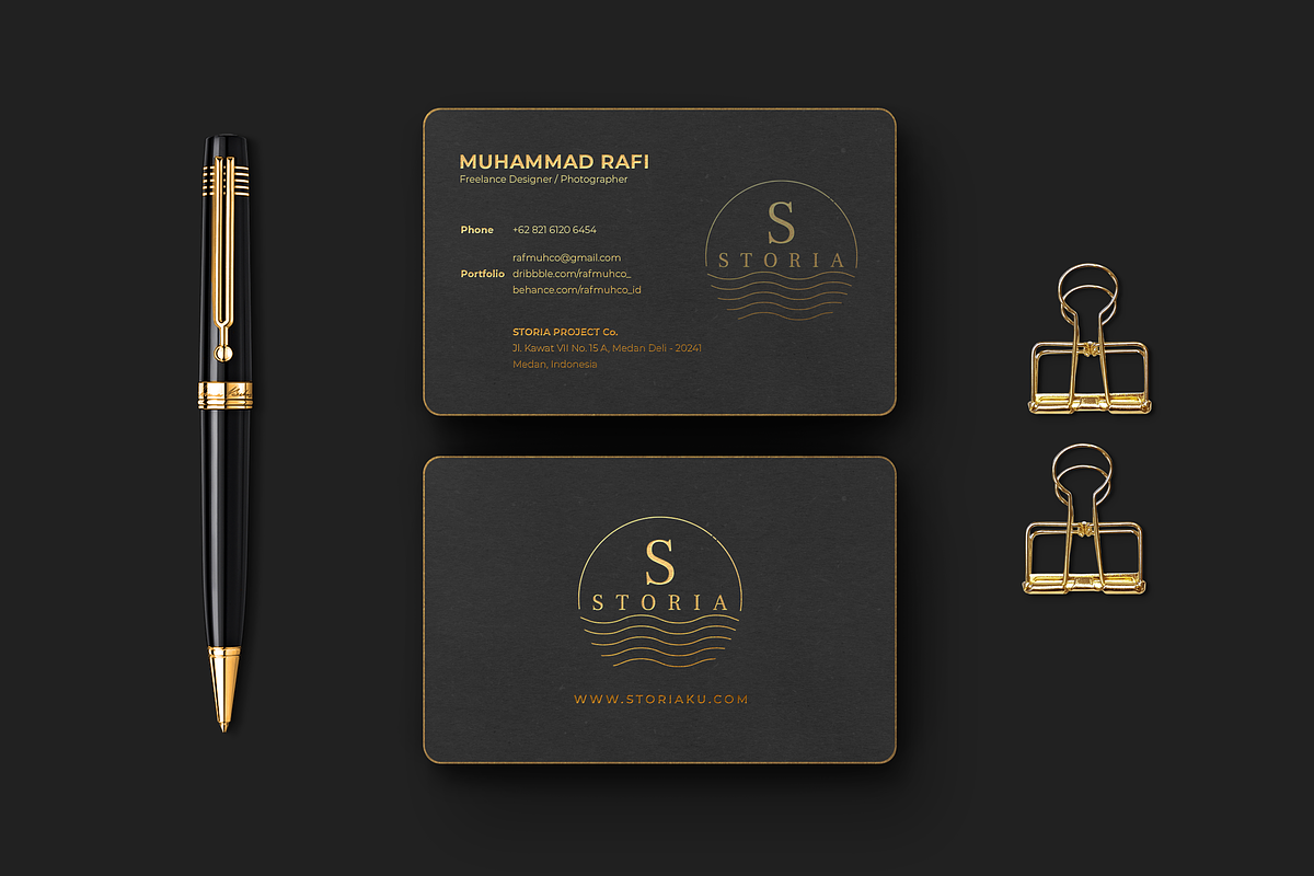Black Gold Business Card Template, a Business Card Template by Emilly Studio (Photo 1 of 4)