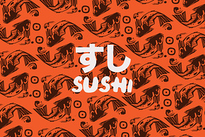 Papercut Style Sushi Elements