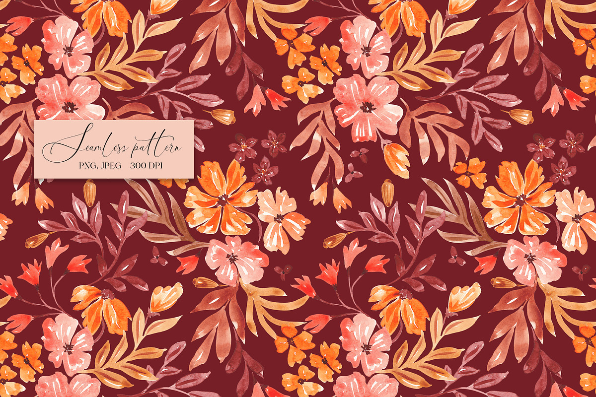 Fall floral seamless pattern, a Pattern Graphic by SirenaArt (Photo 6 of 19)