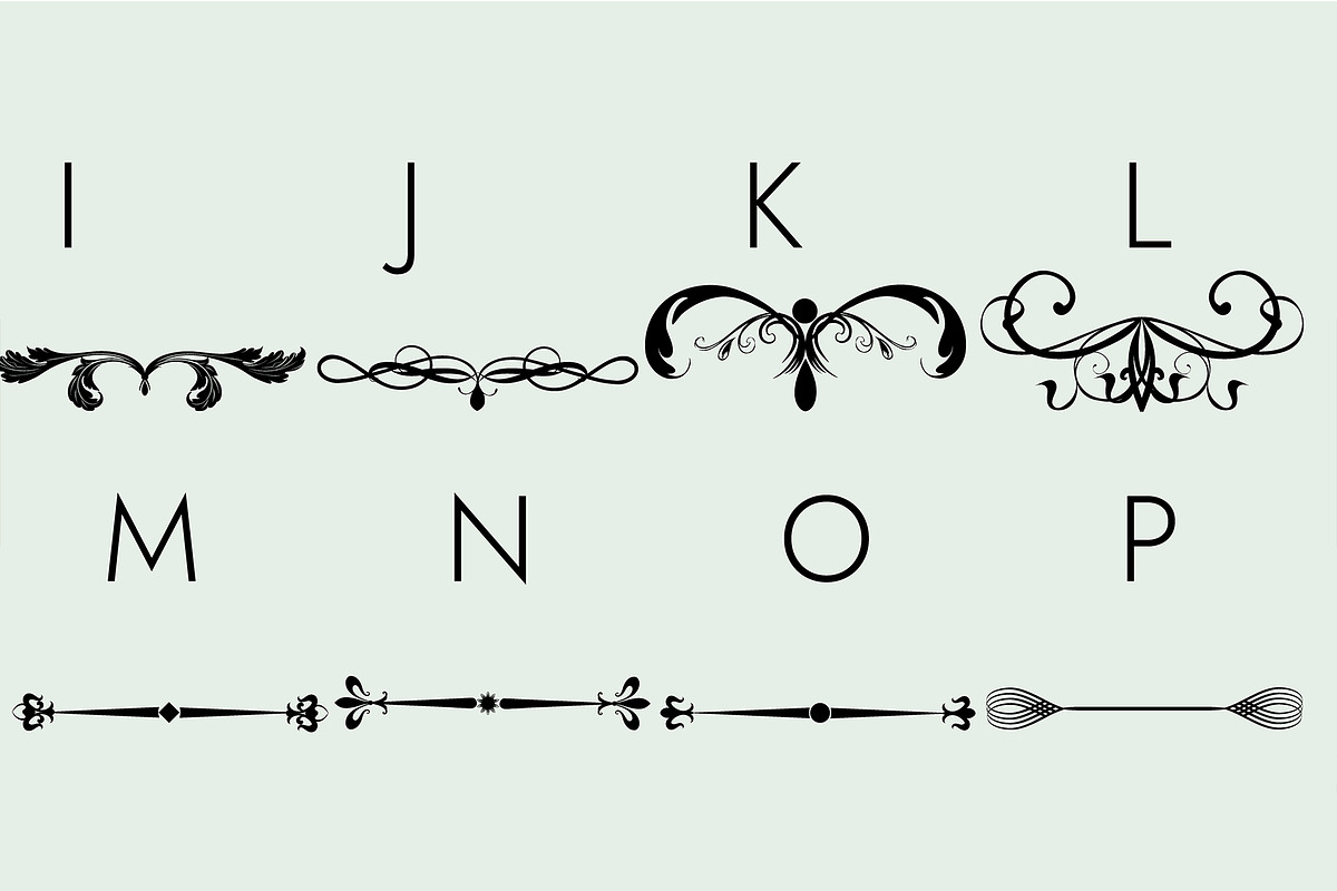 Flourishes Dividers &Swirls Dingbats, a Symbol Font by Minimalartstudio (Photo 2 of 9)