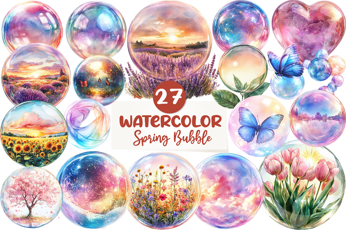 Spring Iridescent Bubble Clipart, an Illustration by CreationArt (Photo 1 of 5)