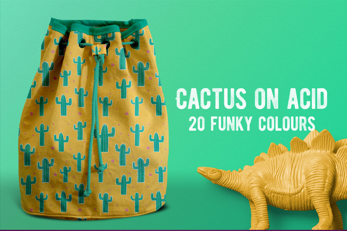 Cactus on acid | 20 funky patterns, a Pattern Graphic by Kenzagraphics (Photo 1 of 8)
