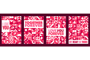 Valentine Day posters, geometric, an Illustration by Vector Tradition