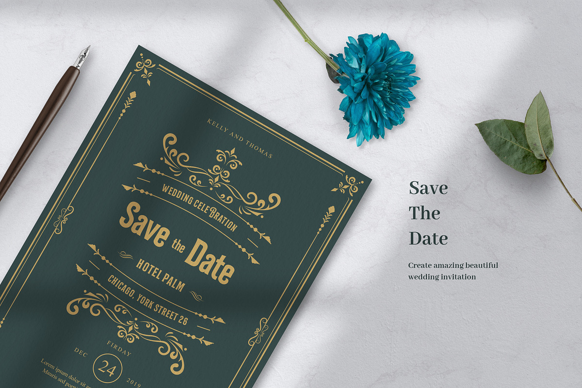 Vintage Wedding Invitation - Emerald, an Invitation Template by uyo66 (Photo 2 of 8)