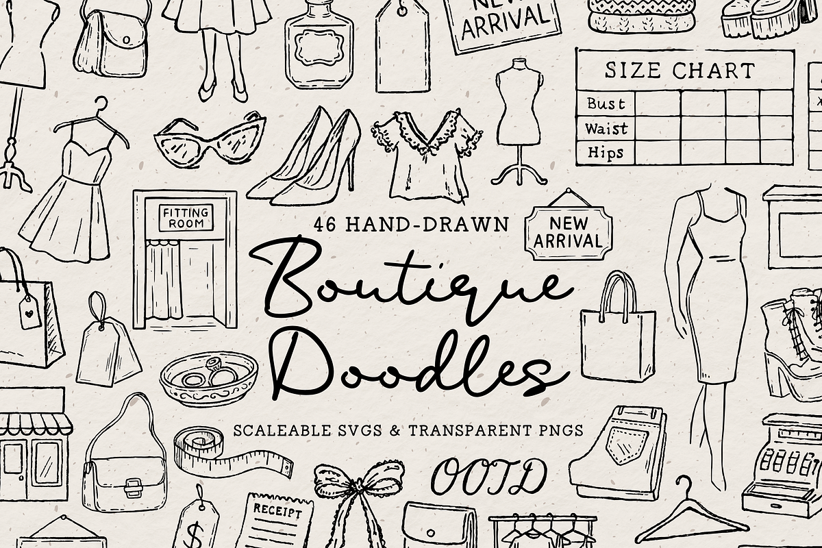 Boutique Clipart, Fashion Doodles, an Object Illustration by The October Creative (Photo 1 of 6)