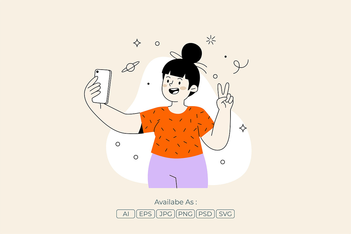 Young Girl Selfie with Sparkles, a Person Illustration by Partikusi Design (Photo 2 of 3)