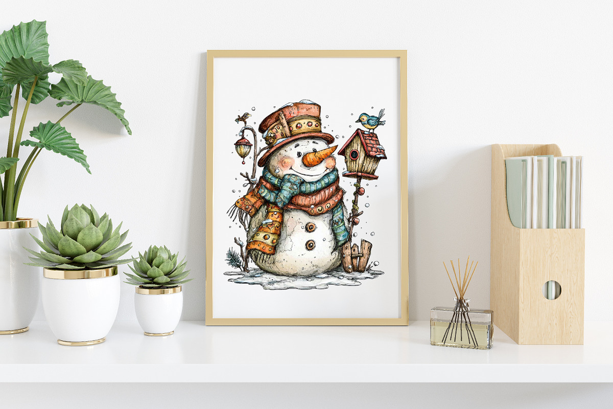 Christmas Snowman Clipart Bundle, an Illustration by Canvas Craft (Photo 7 of 7)