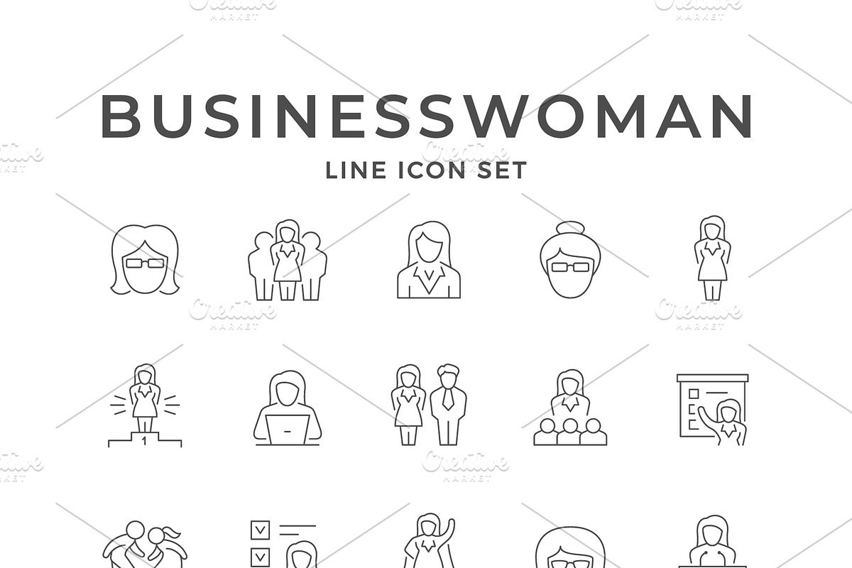 Set line icons of businesswoman, an Icon by motorama