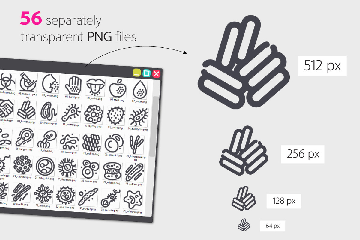 Virus Line Icons Set, an Outline Icon by Voysla's Shop (Photo 3 of 4)
