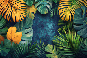 Vibrant tropical leaves creating a l, a Photo by Tanuart