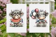 Whimsical 4th of July Highland Cow, a Seasonal Illustration by Canvas Craft (Thumbnail 8 of 10)