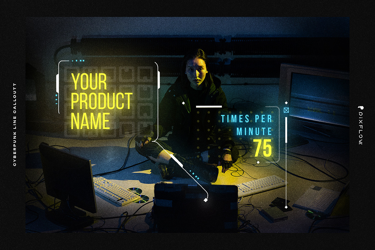 Cyberpunk Line Callouts, an Object Graphic by Pixflow (Photo 5 of 5)