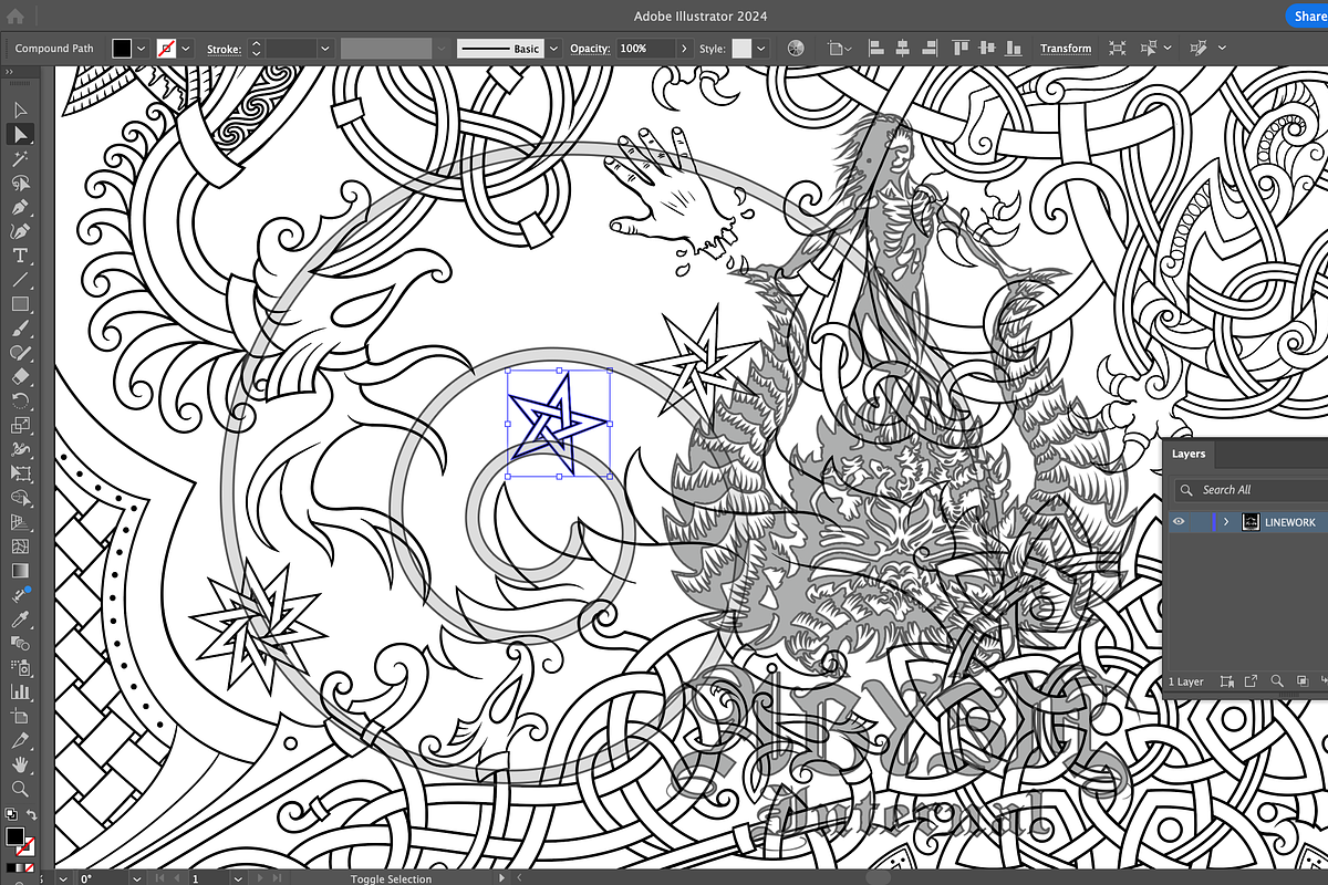 Wolf, Viking Knotwork Coloring Page, a Decorative Illustration by Abysm Internal (Photo 4 of 4)