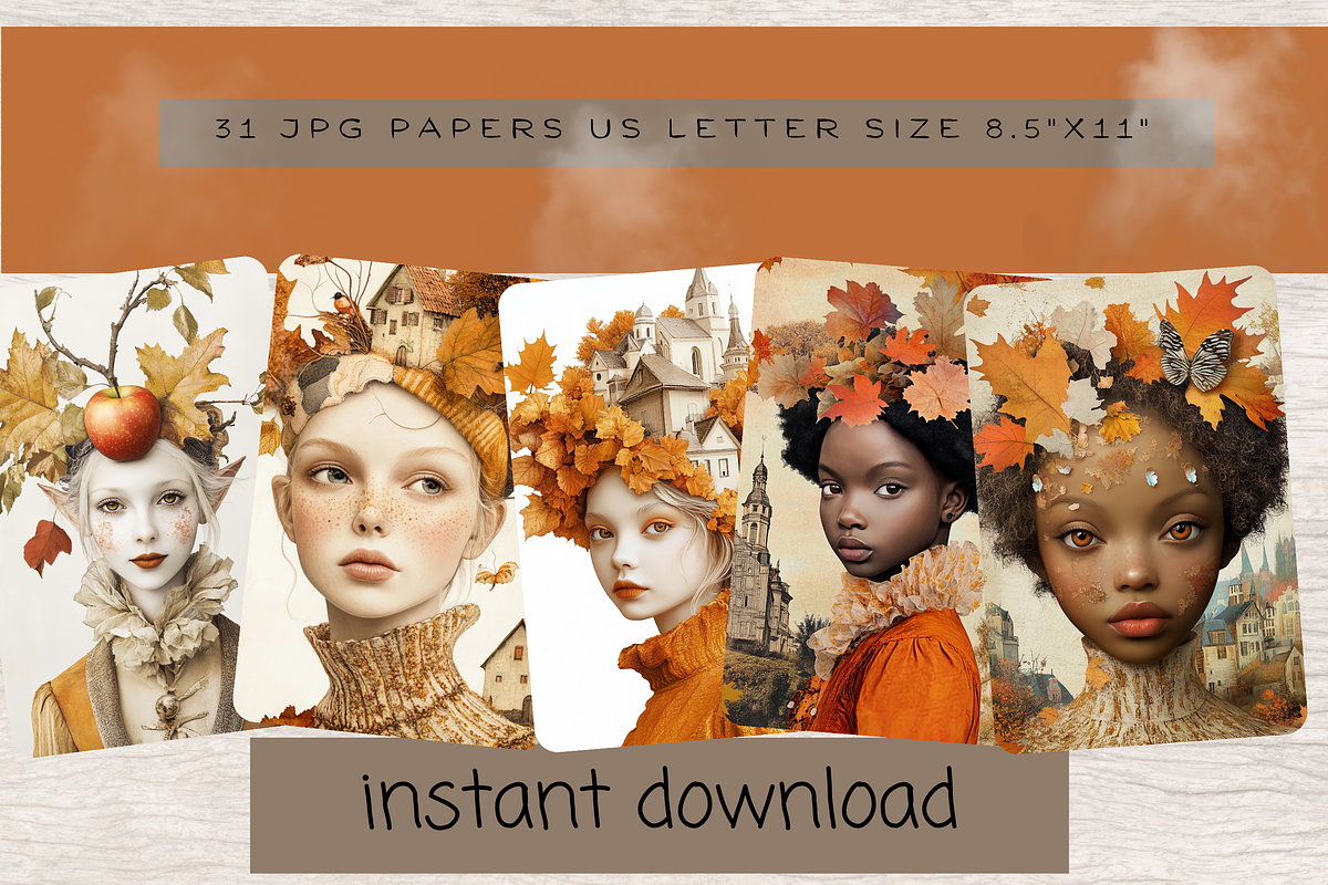 FALL WOMEN PORTRAITS JUNK JOURNAL, a Person Illustration by Daring Digies (Photo 5 of 6)