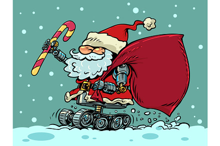 Santa Claus delivers gifts for the