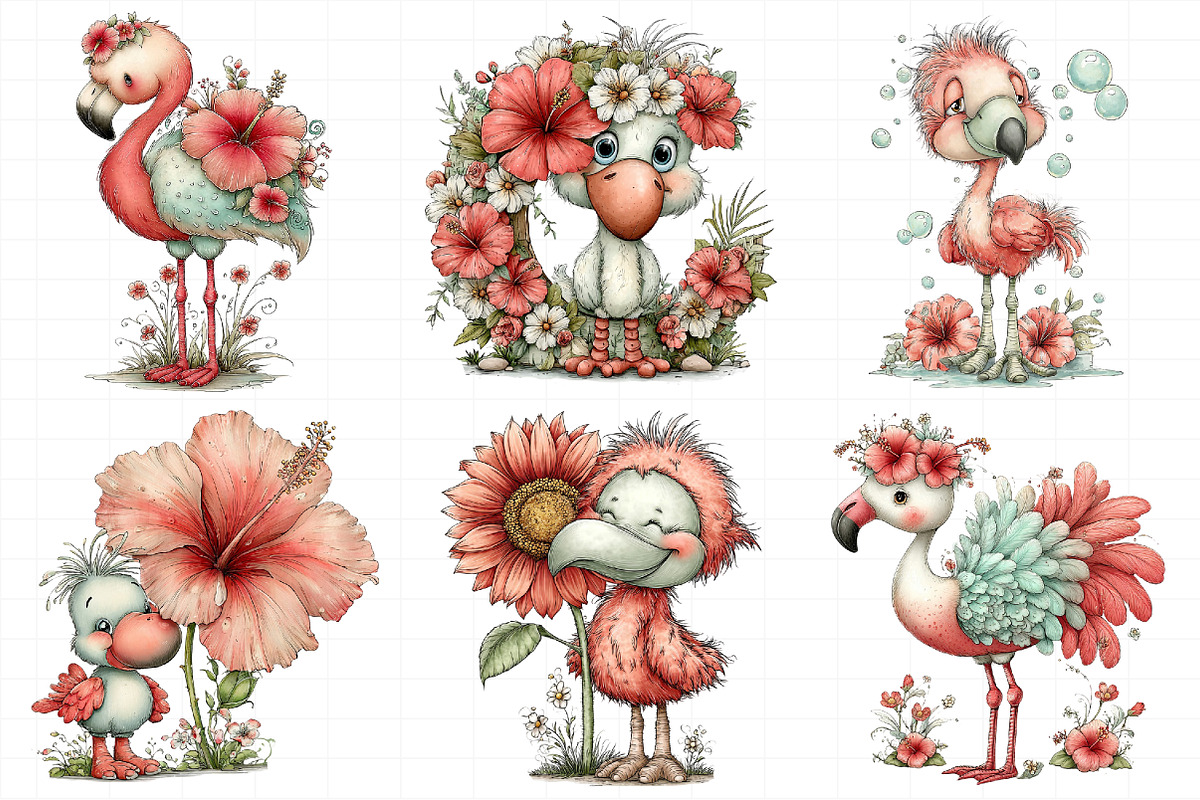 Whimsical Summer Flamingo Clipart PN, an Illustration by Daily.Designs (Photo 8 of 8)