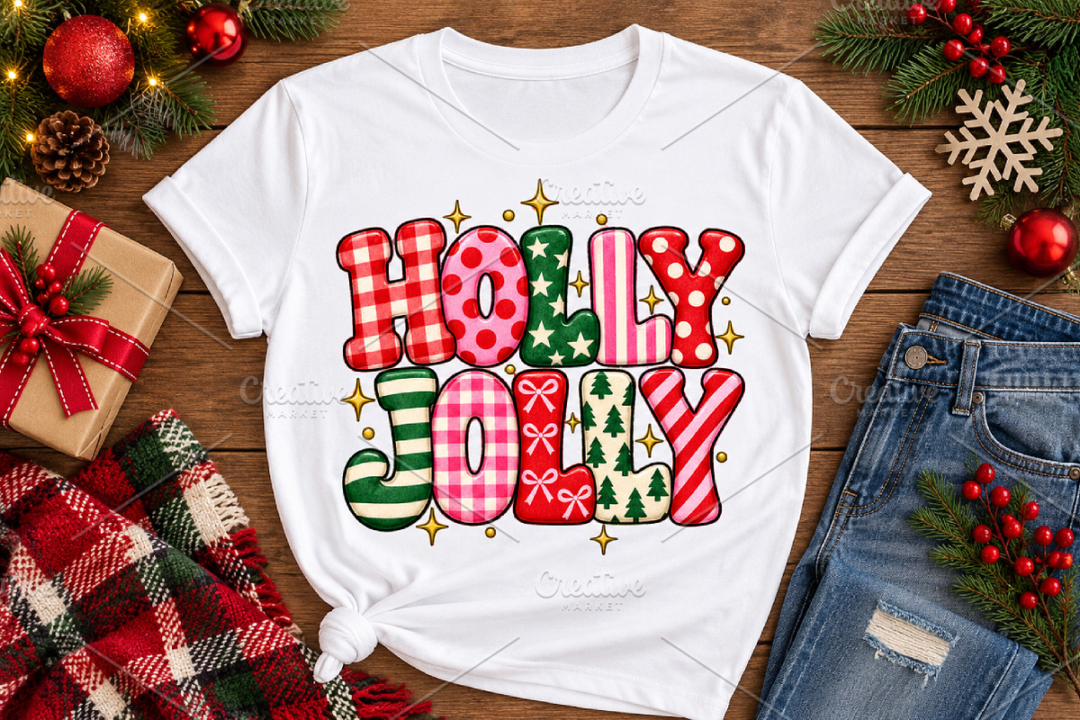 Holly Jolly PNG, a Seasonal Illustration by Watercolor design (Photo 3 of 3)