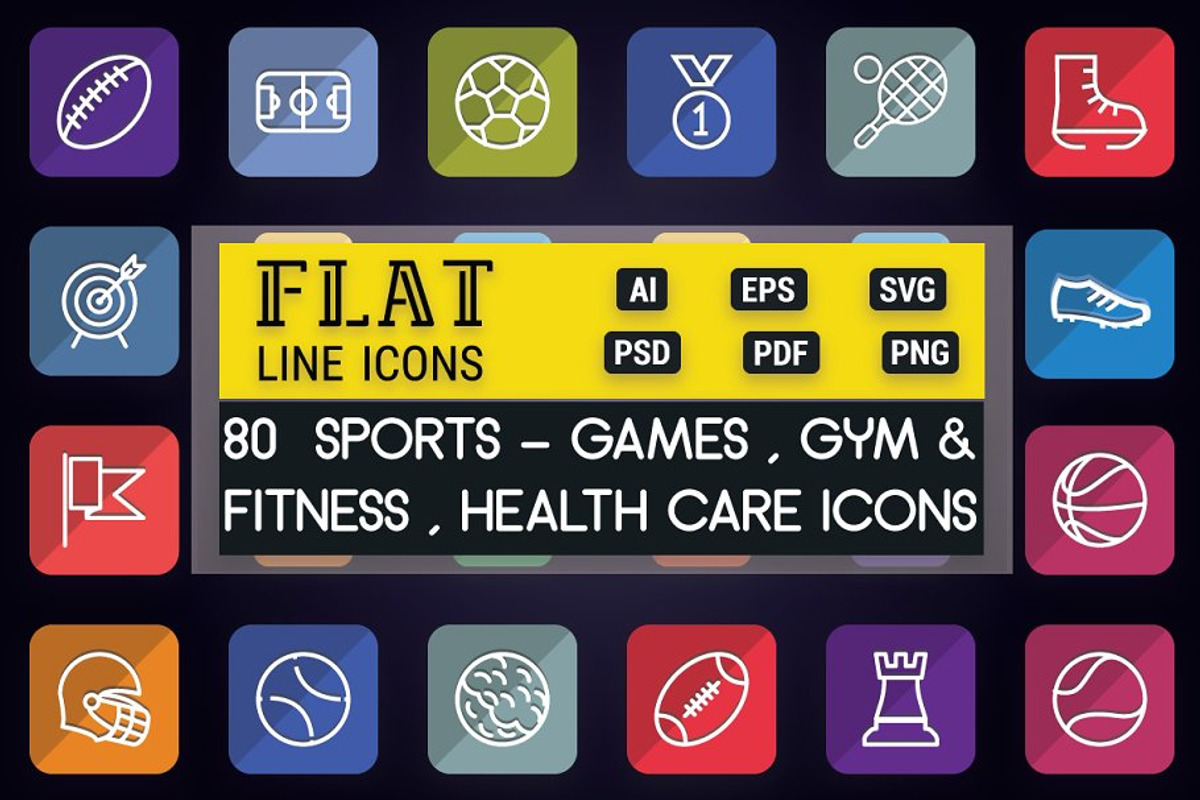 Sports, Games & Fitness Flat Icons, a Solid Icon by FlatLineIcons (Photo 1 of 5)