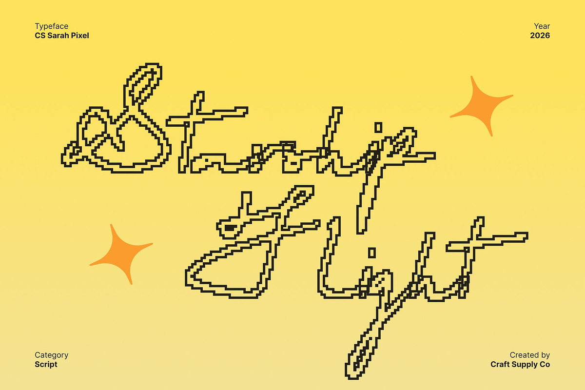 CS Sarah Pixel, a Script Font by Craft Supply Co. (Photo 6 of 8)