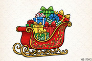 Santa Sleigh with presents PNG, an Illustration by Libby Wishes (Thumbnail 1 of 6)